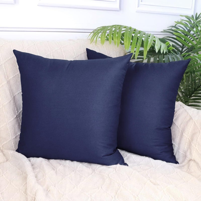 Thmyo 4-Pack 100% Cotton Comfortable Solid Decorative Throw Pillow Case Square Cushion Cover Pillowcase Sublimation Blank Pillow Covers Halloween DIY Throw Pillowcase(20x20inch/50x50cm,Dark Blue) - Image 2